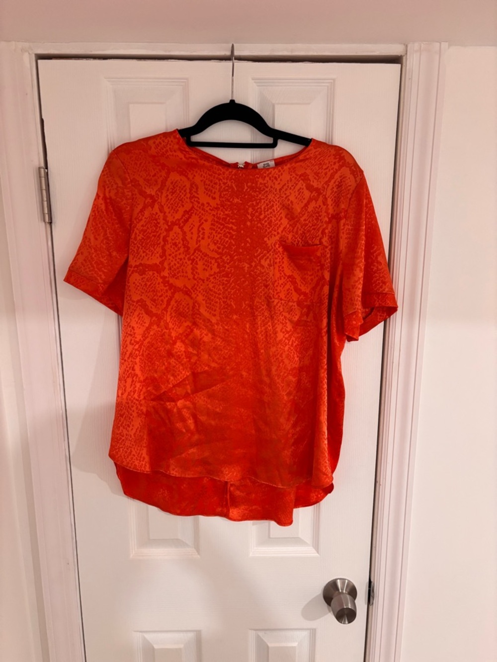 River Island Orange Short-Sleeve Satin Blouse